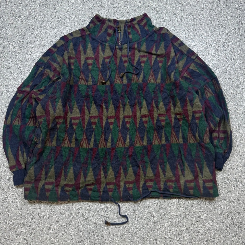 Vintage 90's Venezia Fleece Pullover Men's XL Aztec Baggy Boxy Oversized